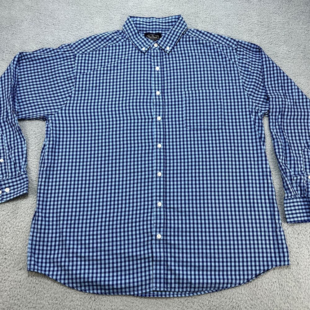 Nat Nast Luxury Originals Men's Shirt 2XLB Long‎ Sleeve Button Down Plaid Preppy